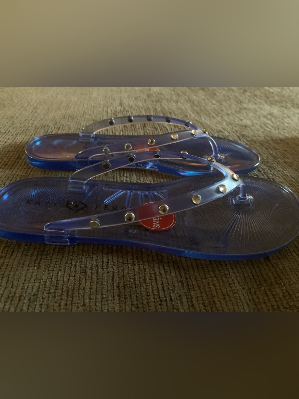 Katy Perry Clear Blue Jelly Stud Thong Sandals - Picture 4 of 7